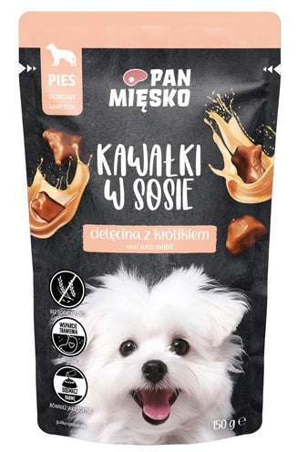 Pan Mięsko karma mokra dla psa – kawałki w sosie z cielęciną i królikiem