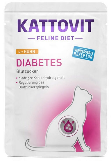 Kattovit Feline Diet Diabetes kurczak saszetka 85g – wsparcie kontroli glikemii i masy ciała
