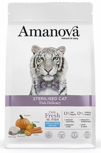 Amanova Cat Sterilised Fish Delicacy – biała ryba 4kg