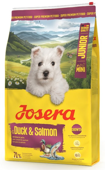 Josera mini junior duck & salmon – karma dla szczeniąt małych ras 900 g - Image 1