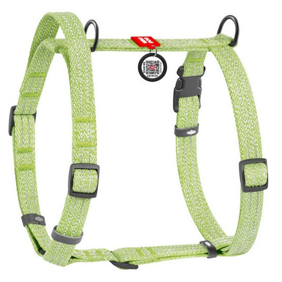 Collar WauDog Re-Cotton Szelki z rączką z regenerowanej bawełny anatomiczne w kształcie litery H, odblaskowe z QR-paszportem, plastikowy fastex, L jasnozielone - Image 1
