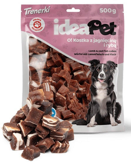 Ideapet kostka z jagnięciną i rybą 500 g – wysoka zawartość białka