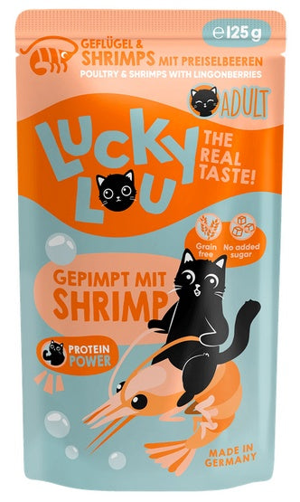lucky lou lifestage adult drób i krewetki 125 g - pełnoporcjowa karma bez zbóż i cukru - Image 2