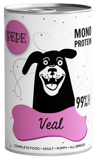 Paka Zwierzaka PEPE Veal (cielęcina) puszka 400g – monoproteinowa karma 99% cielęciny