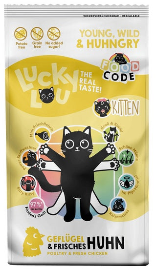 Lucky Lou Food Code Lifestage Kitten Drób & Kurczak 340g - Image 1