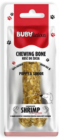 BUBAlicious kość Puppy & Senior 17 cm – z krewetką, dziką różą i witaminami