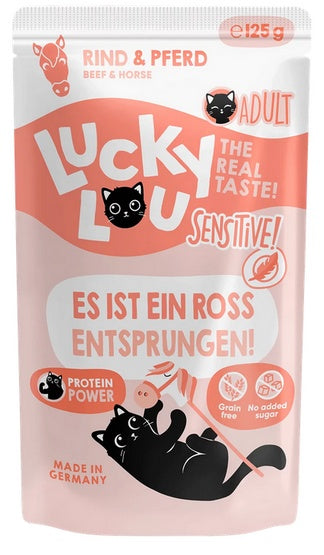 Lucky Lou Lifestage Sensitive wołowina i konina saszetka 125g – delikatna receptura bez zbóż