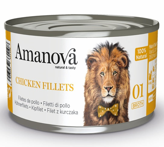 Amanova Cat Chicken Fillets – 65% świeżego kurczaka w naturalnym bulionie