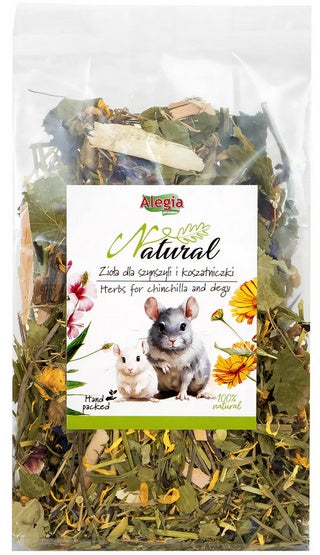 Alegia Natural zioła dla szynszyli i koszatniczki 100 g – ręcznie pakowana mieszanka z korą wierzby