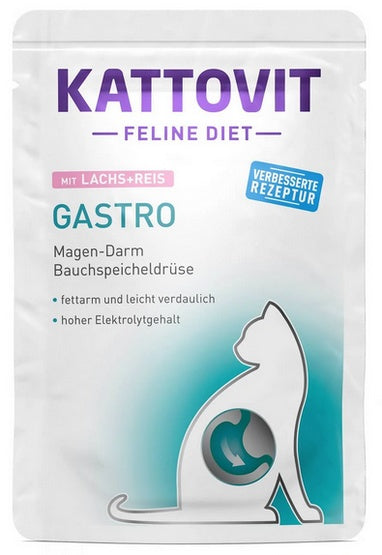 Kattovit Feline Diet Gastro łosoś i ryż saszetka 85g – lekkostrawna dieta o niskiej zawartości tłuszczu