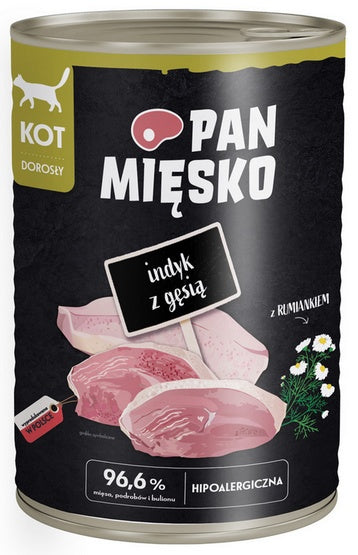 Pan Mięsko Karma mokra dla kota - indyk i gęś puszka 400g - Image 1