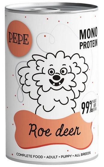 Paka Zwierzaka PEPE Roe Deer (sarna) puszka 400g – monoproteinowa karma 99% sarny