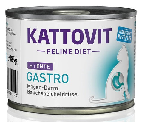 Kattovit Feline Diet Gastro kaczka puszka 185g – niskotłuszczowa karma na przewód pokarmowy