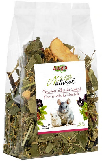 Alegia Natural owocowe ziółka dla szynszyli 130g – ręcznie pakowana mieszanka z owocami