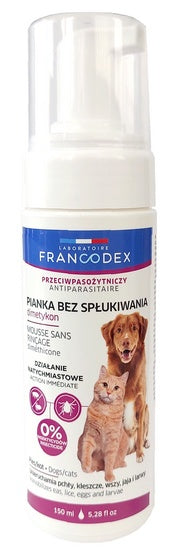 Francodex pianka bez spłukiwania z dimetykonem 150 ml – mechaniczne unieruchamianie pasożytów
