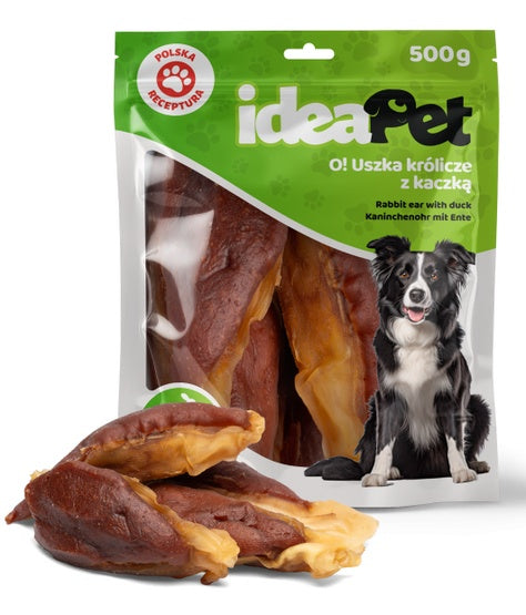 IdeaPet Uszka królicze z kaczką 500g