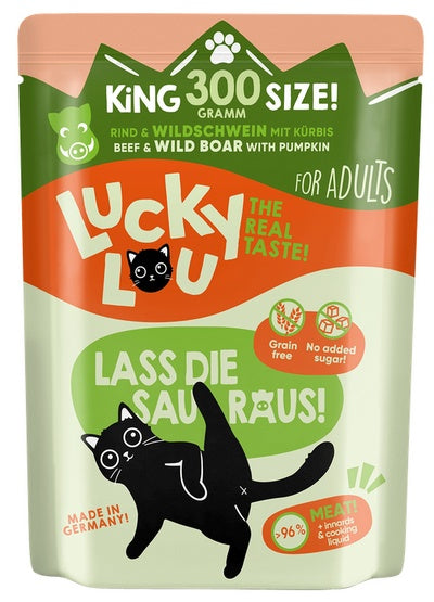 Lucky Lou Lifestage Adult wołowina i dzik saszetka 300 g - ponad 94% składników mięsnych - Image 2