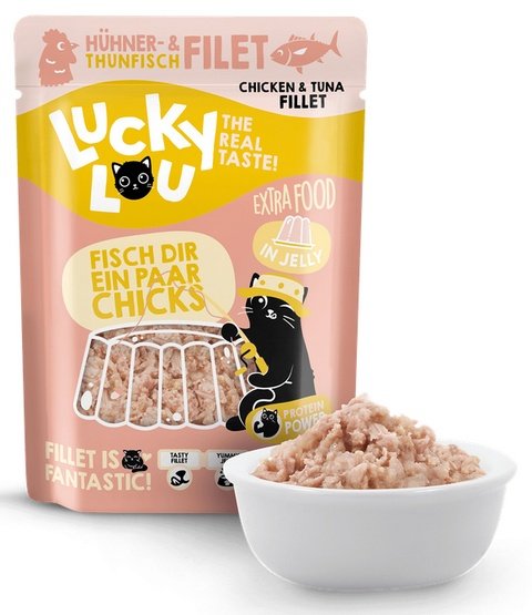 Lucky Lou Extrafood tuńczyk i kurczak w galaretce saszetka 70g – filetowy topper bez zbóż