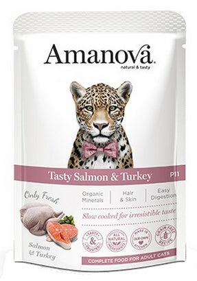 Amanova Cat Tasty Salmon & Turkey – 97,5% składników pochodzenia zwierzęcego