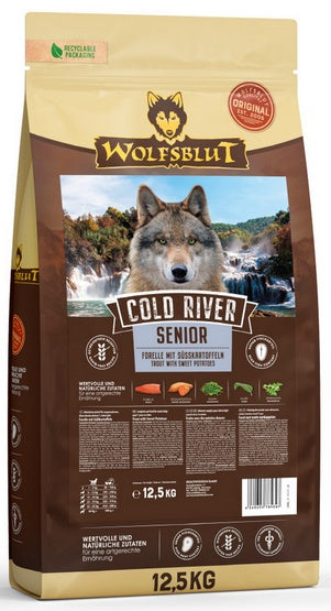 Wolfsblut Dog Cold River Senior pstrąg i bataty 12,5 kg – bezzbożowa karma rybna dla psich seniorów - Image 1