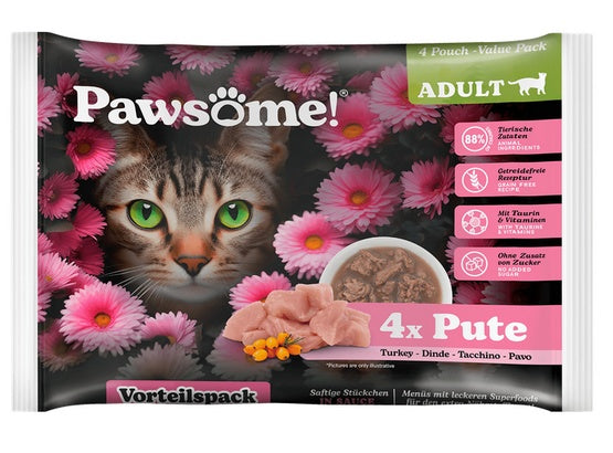 Pawsome Adult Pute – indyk saszetki 4x85g