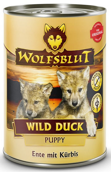 Wolfsblut Dog Wild Duck Puppy – bezzbożowa mokra karma dla szczeniąt z kaczką i batatami