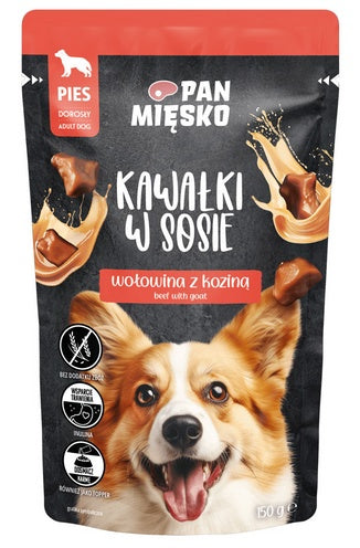 Pan Mięsko karma mokra dla psa wołowina z koziną – soczyste kawałki w sosie