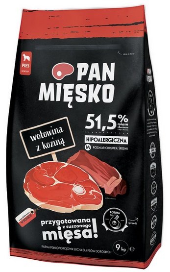 Pan Mięsko Karma sucha dla psa - wołowina i kozina chrupki M 9kg - Image 1