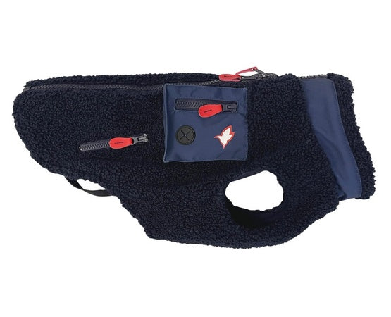 Zolux ciepła bluza dla psa Bouclette R.45 granatowa - polar z recyklingu i kieszonka na worki - Image 1