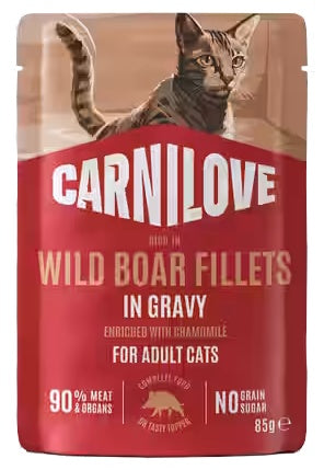 Carnilove Cat Wild Boar – dzik w sosie saszetka 85g