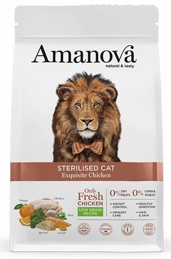 Amanova Cat Sterilised Exquisite Chicken – monobiałkowa karma bez zbóż dla kotów po sterylizacji