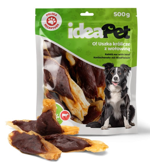 IdeaPet Uszka królicze z wołowiną 500g - Image 1