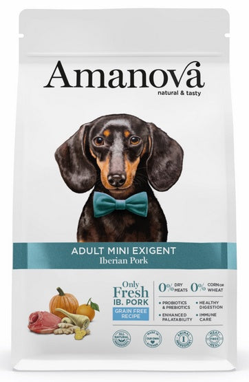 Amanova dog adult mini exigent iberian pork – iberyjska wieprzowina dla wybrednych psów 2kg