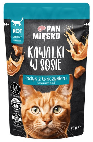 Pan Mięsko karma mokra dla kota indyk i tuńczyk – kawałki w sosie bez zbóż