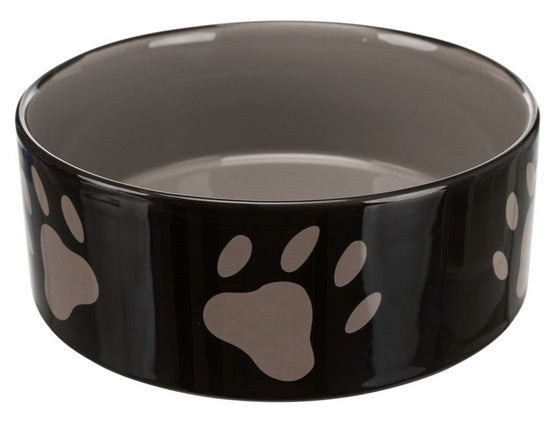 Trixie Miska ceramiczna czarna w szare łapki 1,4L/20cm [TX-24533] - Image 1
