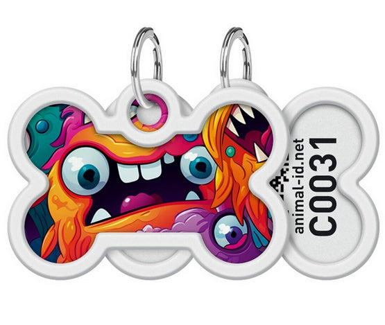 Collar WauDog Smart ID Zawieszka z QR-paszportem kość 4x3cm zębate potwory - Image 1