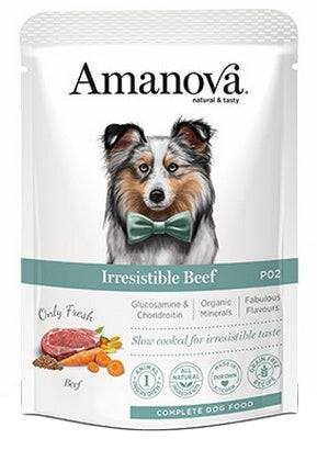 Amanova Dog Adult Irresistible Beef – 64% świeżej wołowiny w delikatnym pasztecie
