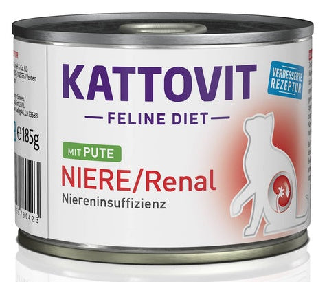 Kattovit Feline Diet Niere/Renal indyk puszka 185 g – wsparcie nerek przy obniżonym fosforze