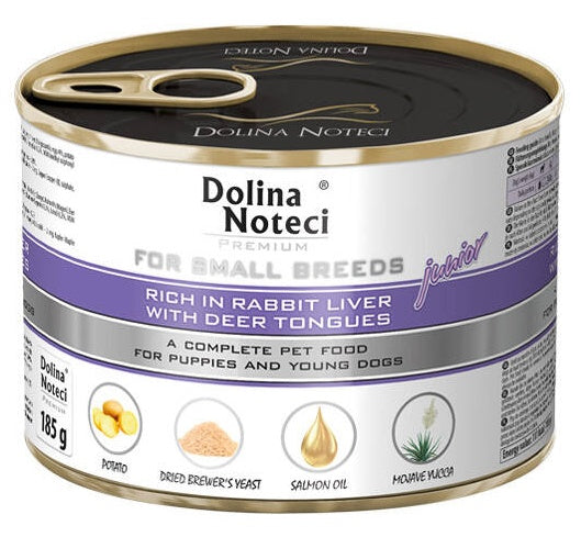 Dolina Noteci Premium Pies Mały Junior wątróbka królika i ozory jeleni 185g - Image 1