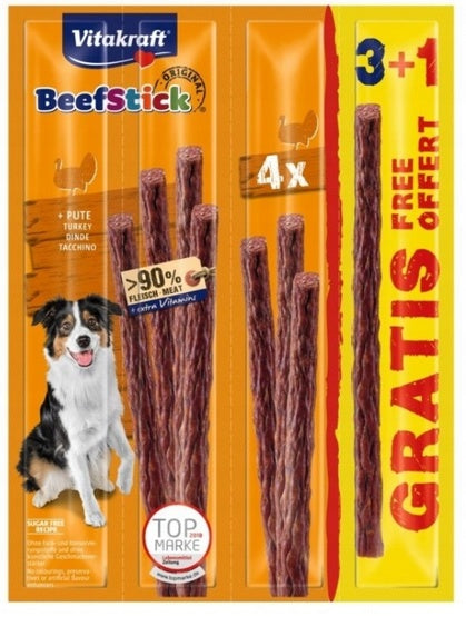 Vitakraft Dog Beef-Stick Original Indyk 3+1 GRATIS 4 szt – wysoka zawartość mięsa 95%