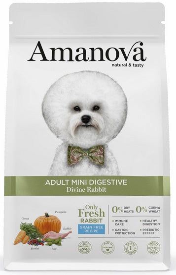 Amanova dog adult mini digestive divine rabbit – lekkostrawny królik dla wrażliwych psów małych ras 800g