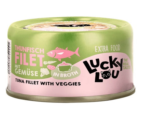 Lucky Lou Extrafood tuńczyk i warzywa w bulionie puszka 70g – soczysty filet bez zbóż