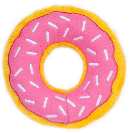 ZippyPaws pluszowy donut standard truskawkowy – bez wypełnienia z 2 piszczałkami