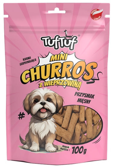 TUF TUF Mini Churros z wieprzowiną dla psa 100g - miękka, mięsna przekąska treningowa - Image 1