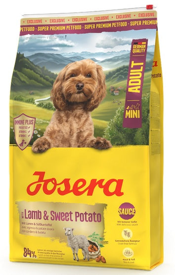 Josera mini adult lamb & sweet potato – bezzbożowa karma z sosem dla małych psów 3 kg - Image 1