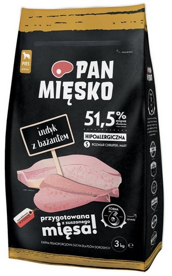 Pan Mięsko Karma sucha dla psa – indyk i bażant chrupki S 3kg