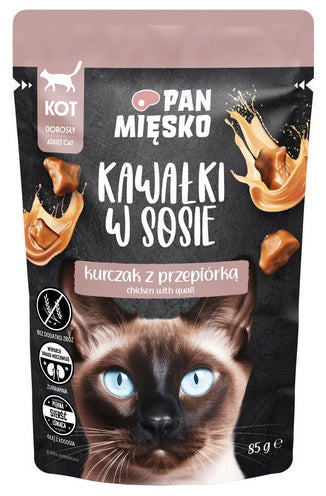 Pan Mięsko karma mokra dla kota – kawałki w sosie z kurczakiem i przepiórką