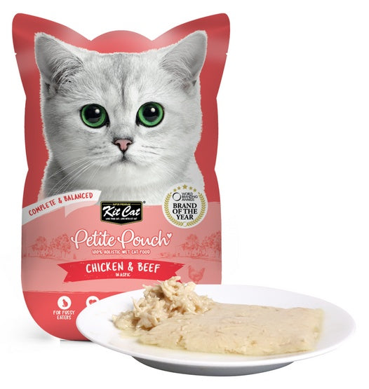 Kit Cat Petite Pouch Tuna Chicken & Beef saszetka 70g – bezzbożowa mokra karma dla wybrednych kotów