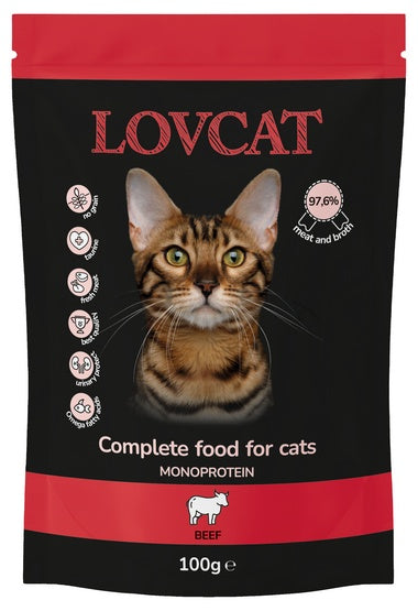 Lovcat Pure Beef saszetka 100g – wysokomięsna wołowina bez zbóż