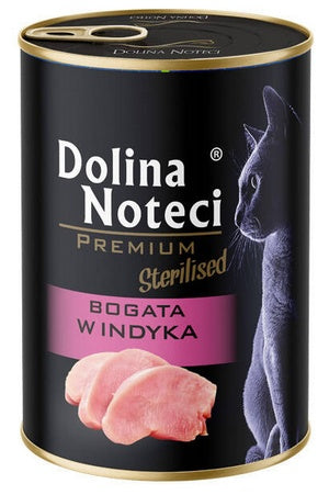 dolina noteci premium kot sterilised bogata w indyka puszka 400g – wsparcie masy ciała po sterylizacji